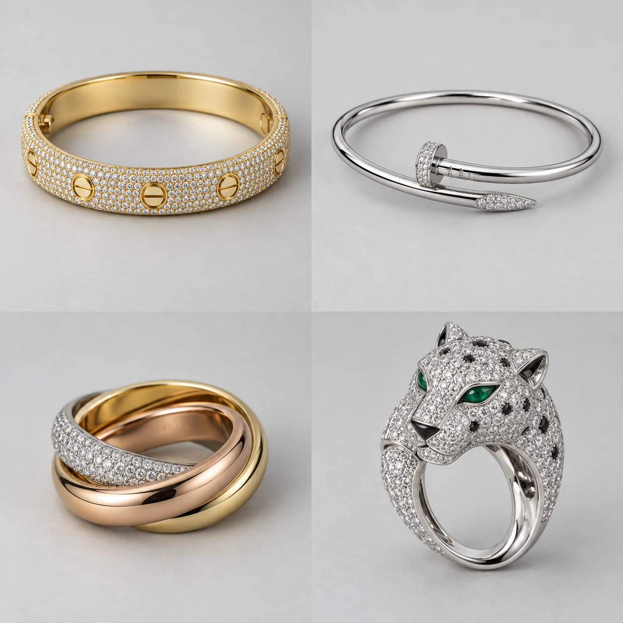 Illustration IA : interprétation d’un bague, Or jaune, or rose, or blanc, diamants, pas une photo de la référence