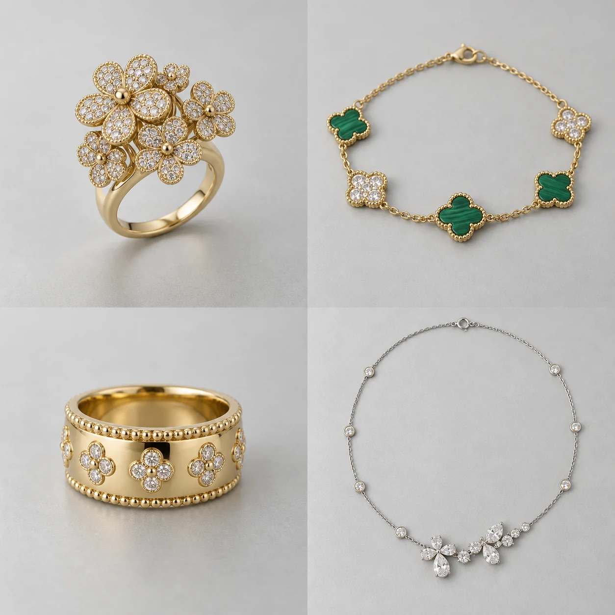 Illustration IA : interprétation d’un bague, Or jaune, diamants, pas une photo de la référence